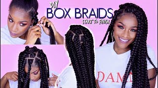 How to BOX BRAIDS  Rubber Band Method  Wont Pull Your Hair Out [upl. by Ettolrahs]