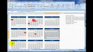 Excel 2007 Réalisez un calendrier avec des jours fériés en 30mn [upl. by Elurd]