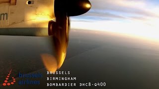 Brussels Airlines Full Flight  Brussels to Birmingham  Dash 8 DHC8Q400 [upl. by Ecnirp]