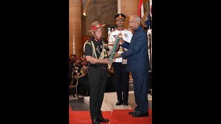 Army Chief Bipin Rawat receives PVSM from Prez Kovind [upl. by Afihtan919]