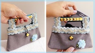 DIY Mini Handbag Phone Pouch Recycling Old Jeans [upl. by Nauqyt]