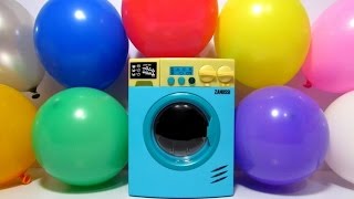 Toy Washing Machine Zanussi HTI with Balloons Balloon Show Learn Colors for Kids [upl. by Nonnairb]