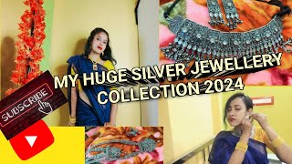 My HugeSilverJewellery CollectionMeesho jewelleryhauldaliyvlog jwewelleryhauloxidisedjewellery [upl. by Akisey]