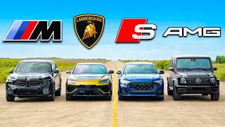 BMW XM v Lambo Urus v AMG G63 v Audi SQ8 DRAG RACE [upl. by Sami]