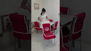 Part 5 set chair cushion tablecloth dining table and chair cover onepiece chair subcover wedding [upl. by Otrebla942]