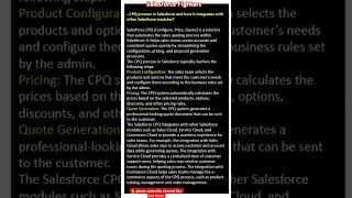 CPQ process in Salesforce and how it interates other Salesforce modules interview [upl. by Tobey]