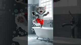 Sing like no one is watching 🎤🚿 shorts cats karaoke singer funny [upl. by Hcire]