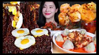 Eating spicy korean food asmr mukbang spicy noodles kimchi eggs [upl. by Barta865]