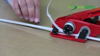 How to use a strapping tensioner and sealer [upl. by Sabsay]