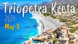 Crete Greece Triopetra Beach tour 4k drone shots Greece 2024 [upl. by Kone165]