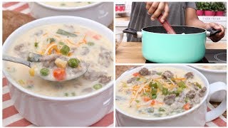 Creamy Sausage amp Vegetable Potato Soup [upl. by Dorey]