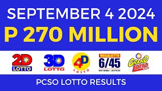 Lotto Result Today 9pm September 4 2024  PCSO Complete [upl. by Ragland]