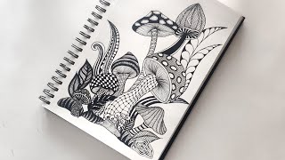 Zentangle art  Zentangle patterns  mushroom zentangles [upl. by Lurlene]