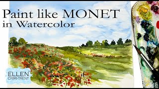 Paint like Monet using Watercolor Impressionism Landscape painting [upl. by Ruddy]