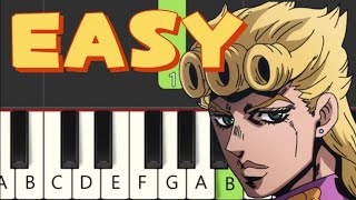 EASY⭐3 Giornos Theme FastMediumSlow  One Hand Beginner Piano Tutorial [upl. by Ainod690]