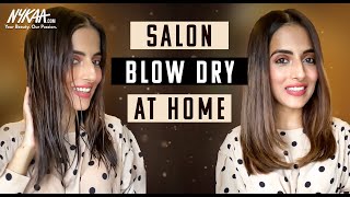 Salon Blow Dry At Home  How to Get Perfect Hair Blowout At Home Ft Knot Me Pretty  Nykaa [upl. by Refennej]