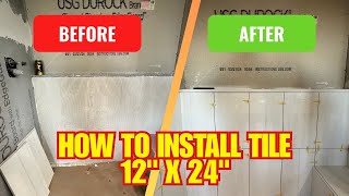 How To Finish Shower Wall Prep amp Install 12” x 24” Tile Around The Base amp Shower Seat Step by Step [upl. by Fanechka618]