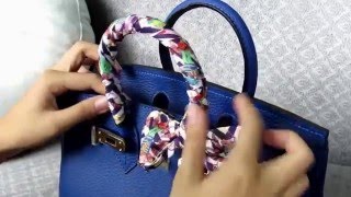 How to tie a scarf on a handbag by viranda [upl. by Ahsekyt]