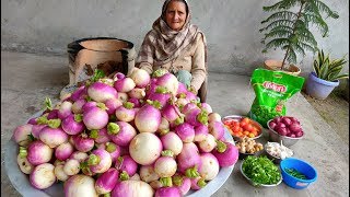 SHALGAM RECIPE BY MY GRANNY  TURNIP RECIPE  INDIAN STYLE  VILLAGE COOKING  SABJI RECIPE [upl. by Gellman]