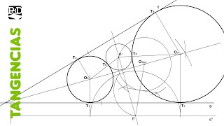 Circunferencias Tangentes a 2 Rectas y 1 Circunferencia  2 de 2  Tangencias por Potencia [upl. by Eniamat]