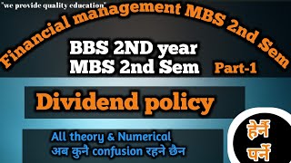 dividend policy financial managementMBS 2nd Sem BBS 2nd yearAccounting for shareholder equity [upl. by Aicetal]