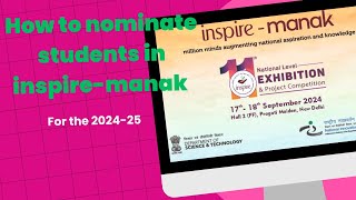 HOW TO STUDENTS NOMINATION IN INSPIRE MANAK 2024 [upl. by Aleak]