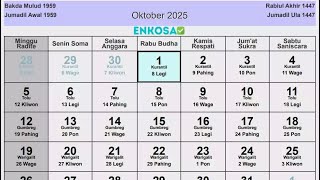 Kalender Jawa Oktober 2025 Lengkap Hari Baik [upl. by Adnole]