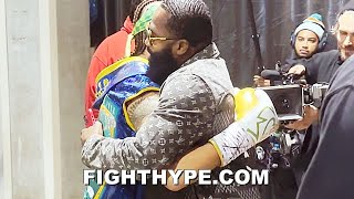 ADRIEN BRONER HUGS CRIS CYBORG MOMENTS BEFORE PRO DEBUT BEHINDTHESCENES AT CRAWFORD VS AVANESYAN [upl. by Ubana]