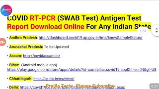 How To Download RTPCR Test Report Online India  Check RTPCR SWAB Antigen Test Report Online India [upl. by Pulchi]