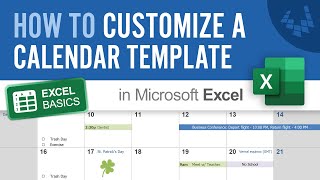 How to Customize A Calendar Template in Excel [upl. by Gabe265]