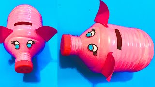 Easy piggy bank making  plastic bottle piggy bank at home  piggy bank [upl. by Anaed979]