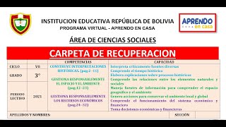 CARPETA DE RECUPERACION  CCSS VII CICLO  3ERO  2021 [upl. by Weisman717]