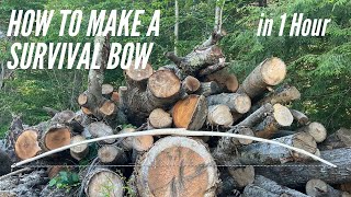 How to Make A Survival Bow  1 Hour Build [upl. by Prussian215]