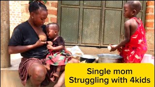 Documentary of single mom with her4kids digging to get what to eatvillage life style [upl. by Ensign]