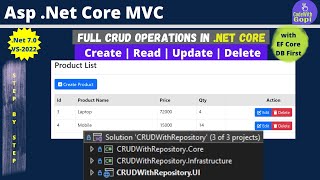 Full CRUD Operations in Asp Net Core MVC using Entity Framework Core with Repository Pattern [upl. by Supen925]