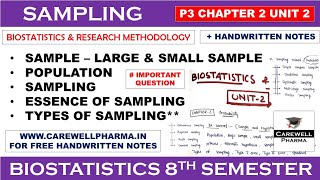 Sampling  Sample  Types of Sampling  Probability ch2 Unit 2  Biostatistics 8th Semester [upl. by Gasper968]