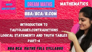 How to solve Questions of tautologies and contradictionsBBA MathsBCA Maths [upl. by Piper]