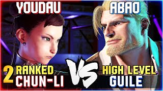 Youdau 2 Ranked ChunLi vs Abao High Level Guile STREET FIGHTER 6 Showdown [upl. by Yelrebmik]