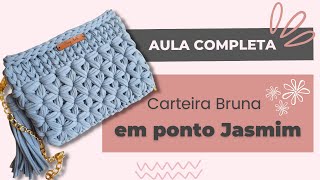 CARTEIRABOLSA EM CROCHÃŠ COM FIO DE MALHA E EM PONTO JASMIM [upl. by Keel]