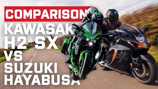 Kawasaki H2 SX vs Suzuki Hayabusa 2021  Head to Head Motorcycle Review  Visordowncom [upl. by Matthews]