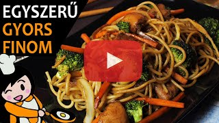 Csirkés teriyaki sült tészta – Chow mein  Recept Videók [upl. by Weinrich149]