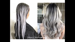 FULL TUTORIAL how to babylights balayage on blackdark hair  bleach wash  color melt tone [upl. by Sherm]