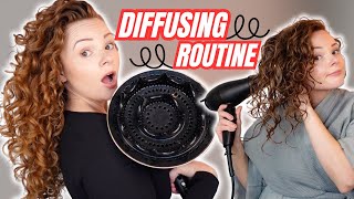 UPDATED DIFFUSING ROUTINE  BEST DIFFUSER FOR WAVY CURLY HAIR [upl. by Sined]