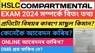 HSLC COMPARTMENTAL Exam 2024 Full Details  COMPARTMENTAL Exam Online Application Date [upl. by Aivax]