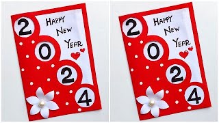 Happy New year card 2024  New year greeting card handmade  DIY New year card 2024 [upl. by Remmus705]