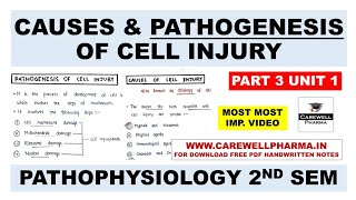 Pathogenesis Of Cell Injury  Causes Of Cell Injury  P2 U1  Pathophysiology  B Pharm 2nd Semester [upl. by Kendry]