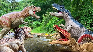 SPINOSAURUS VS TREX VS CARNOTAURUS  Spinosaurus Protects its Family  Jurassic World  Dino Action [upl. by Ydniw]