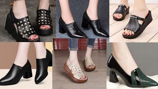 2024 Office styles Top Different sandals Genuine Leather Sandals slip on shoes Designs For Ladies [upl. by Dorison]