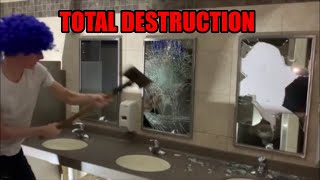 COMPLETELY DESTROYING A FANCY BATHROOM WE SMASHED EVERYTHING [upl. by Ilrebmyk]