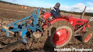 1959 International Harvester B275 23 Litre 4Cyl Diesel Tractor 38 HP with Ransomes Plough [upl. by Nylla]